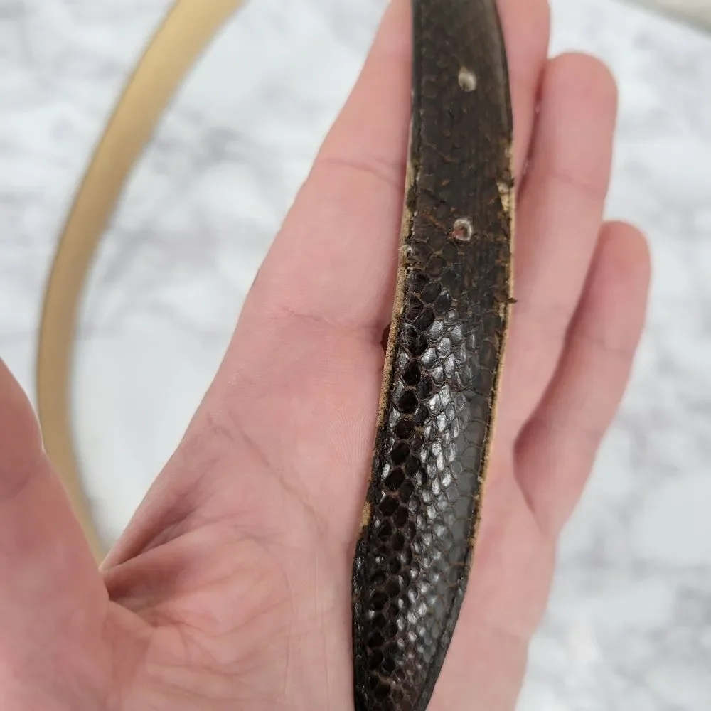 Serpi Vintage Brown Snakeskin Belt Slender Slim Sleek